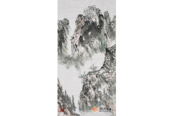 易天也小尺竖幅水墨写意山水画作品《山水》