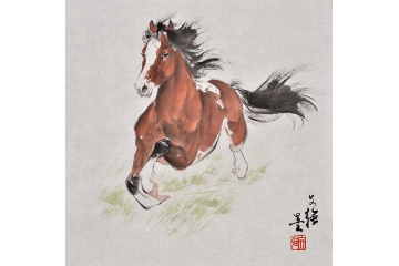 王文强动物画作品十二生肖之《马》_动物世界 王文强动物画作品十二生肖之《马》