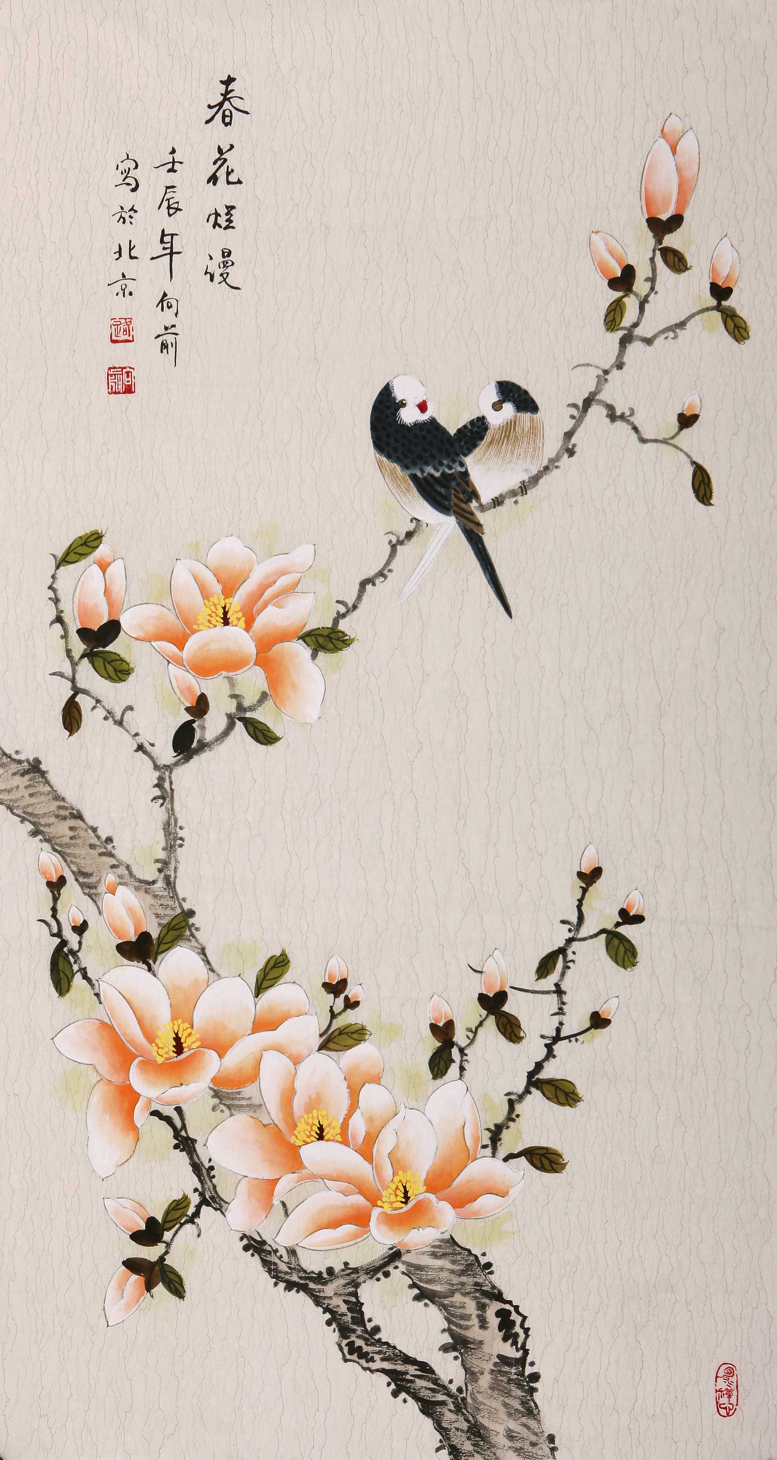 客厅装饰画 风水【竖幅作品推荐】路向前三尺竖幅花鸟画作品玉兰