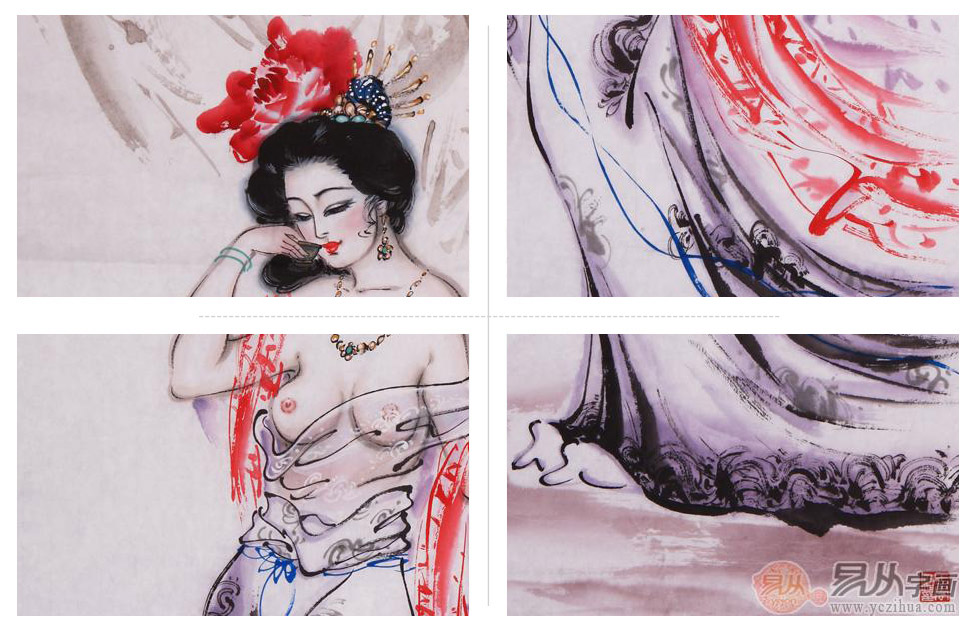 国画仕女图四大美女之杨贵妃作品欣赏