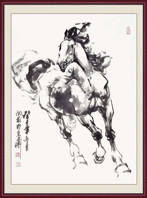 路向前四尺三开动物画作品《一马当先图三》