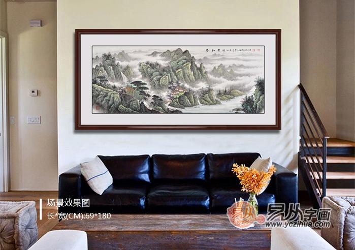 中式客厅背景墙装饰画 国画山水画品位古韵