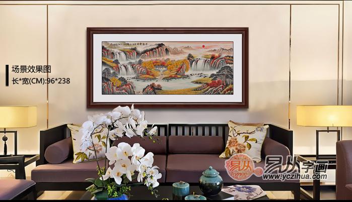 中式风格客厅装饰画挂什么 黛眉莹绿山水画