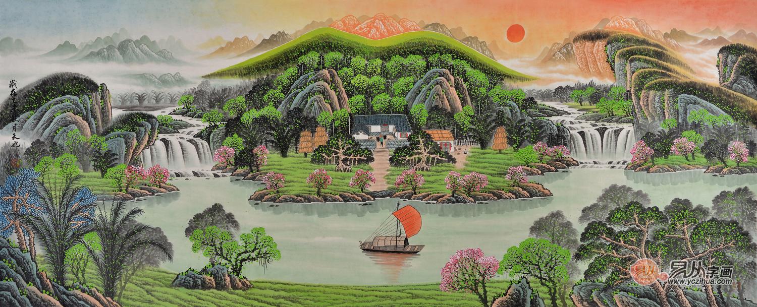 办公室挂什么风水画好 招财进宝山水画