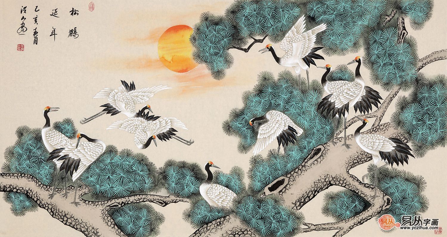 张洪山国画松鹤图六尺佳作《松鹤延年》