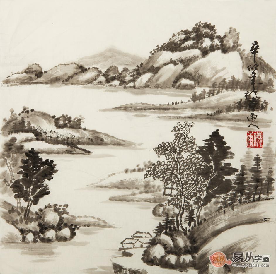 晓雨小尺寸山水系列作品《辛卯年山水》