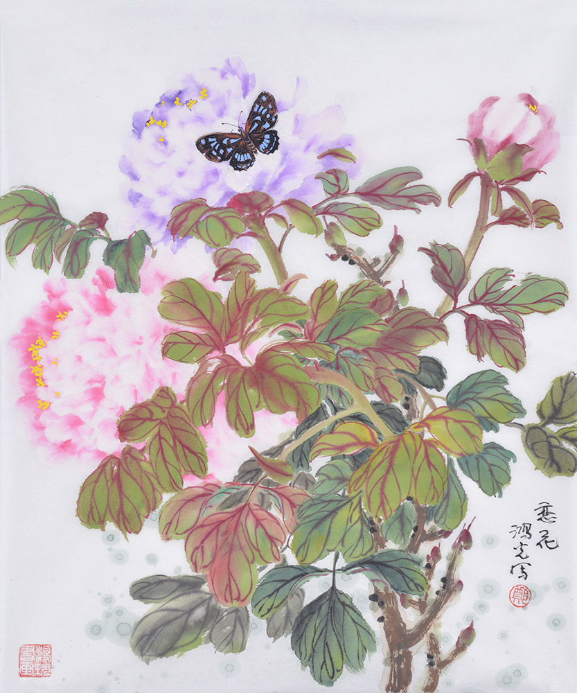 客厅挂画，牡丹图