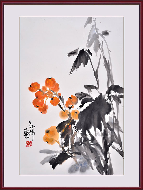 孙伟小尺寸花鸟画作品《枇杷》