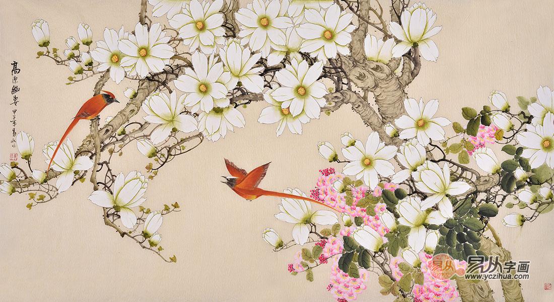 花鸟画可以挂客厅吗，高洁幽姿