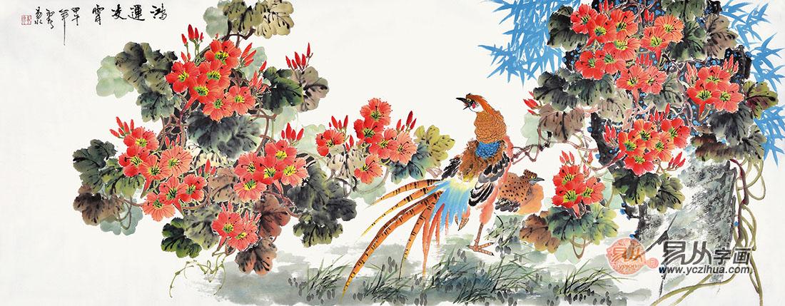 客厅沙发后面的画挂什么，芙蓉锦鸡字画