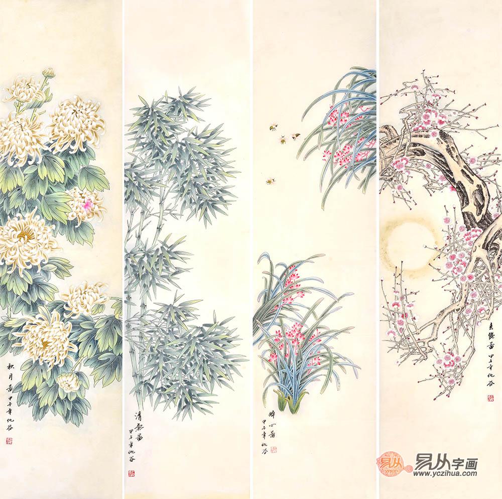 客厅沙发背景装饰画的选择，梅兰竹菊