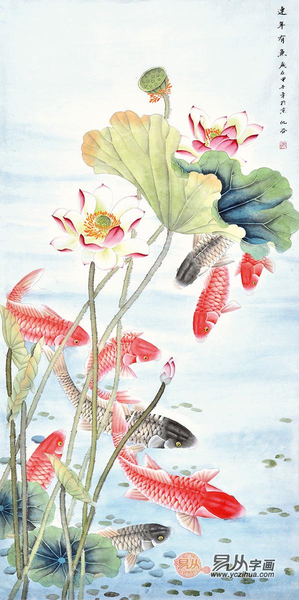 挂画吉祥图案，九鱼图