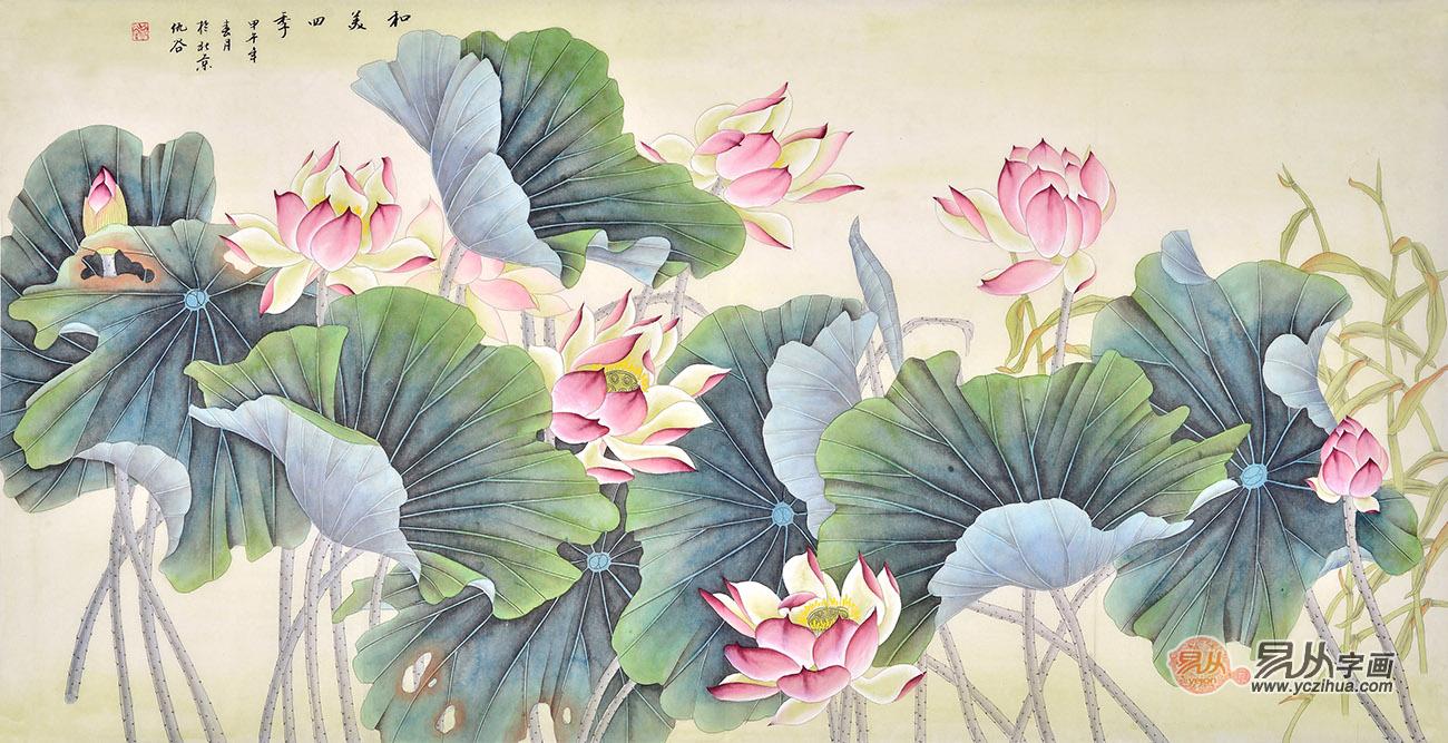 易从花鸟画，荷花图