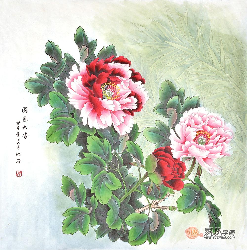 房屋悬挂挂的画，牡丹图