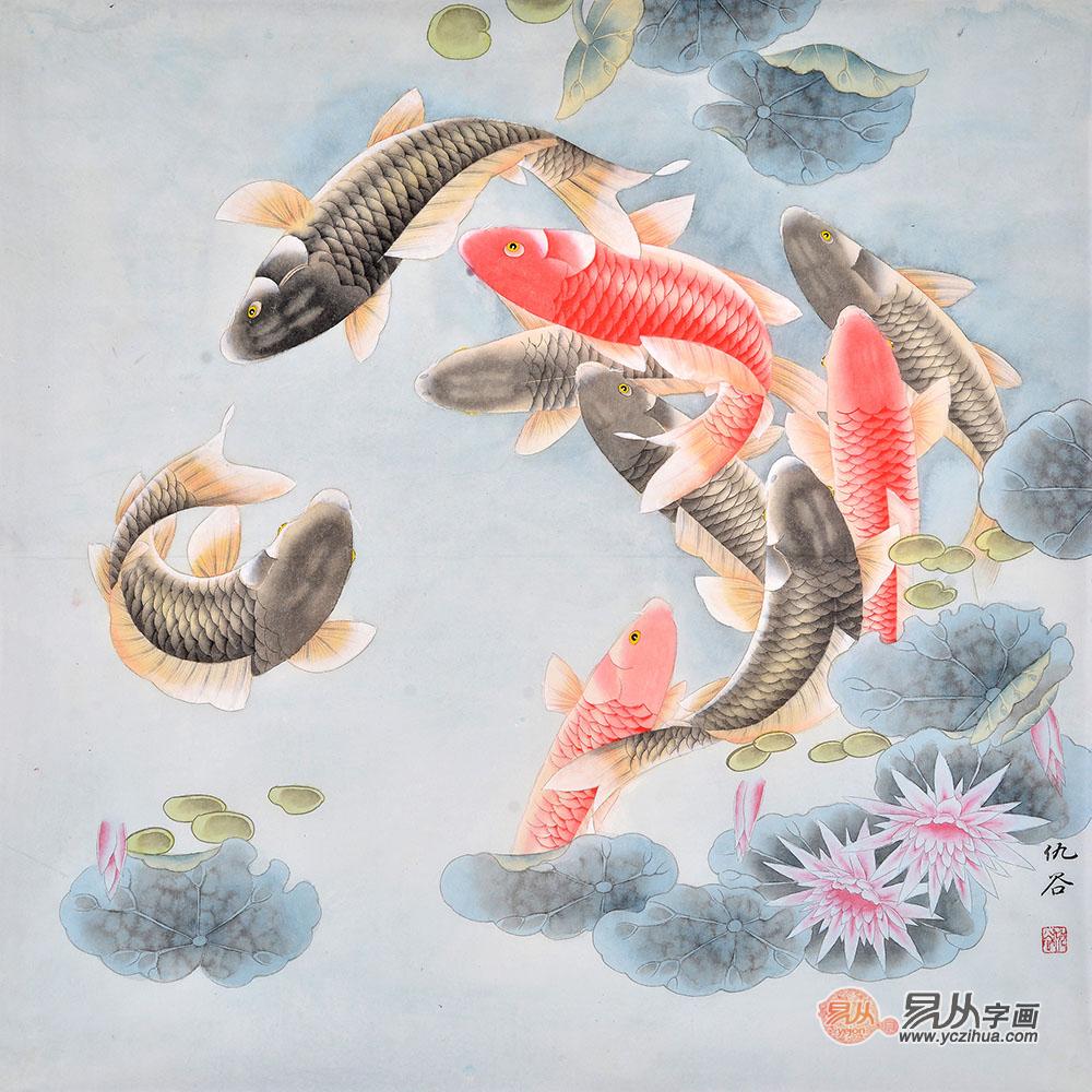 易从花鸟画，九鱼图