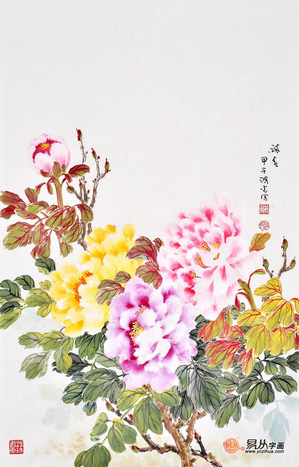 办公室装饰花鸟画 易从花鸟画 易从网 工笔花鸟画
