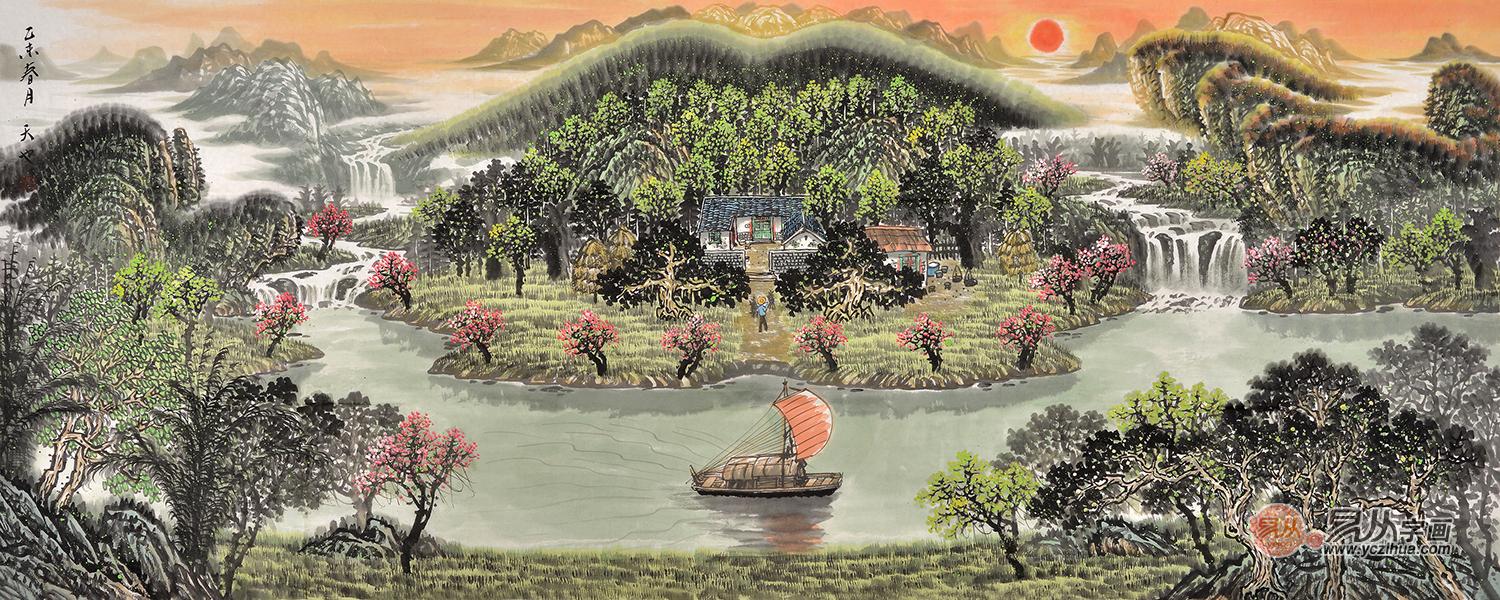 山水画装饰出典雅茶楼