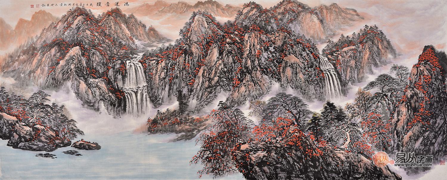 客厅沙发背景墙挂画 山清水秀山水画