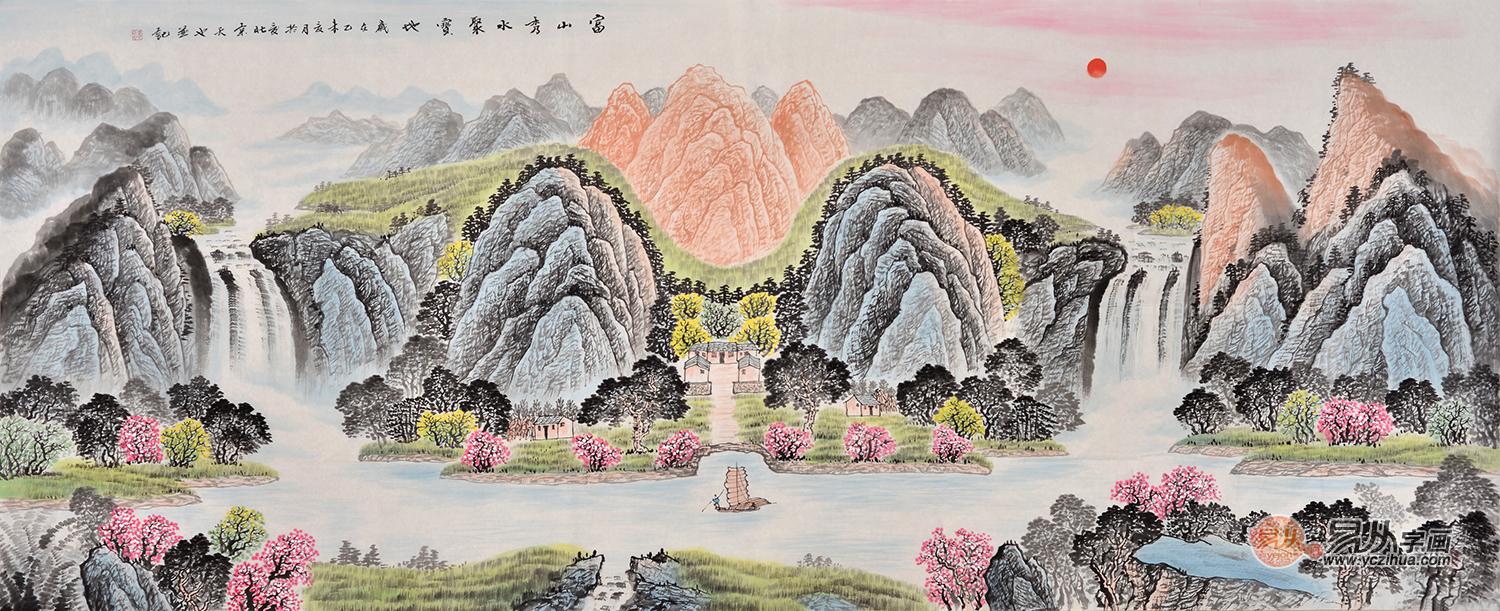 国画山水画 现代简约装饰画的首选