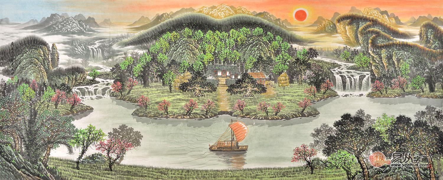 客厅挂画什么画风水好 首选聚宝盆山水画