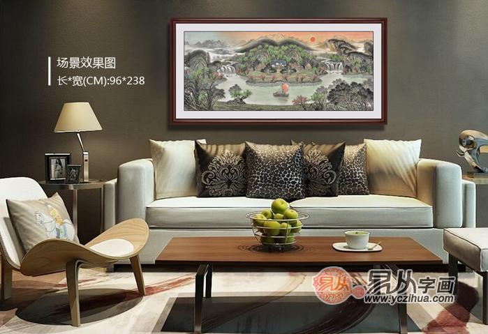 中式风格客厅装饰画挂什么 黛眉莹绿山水画