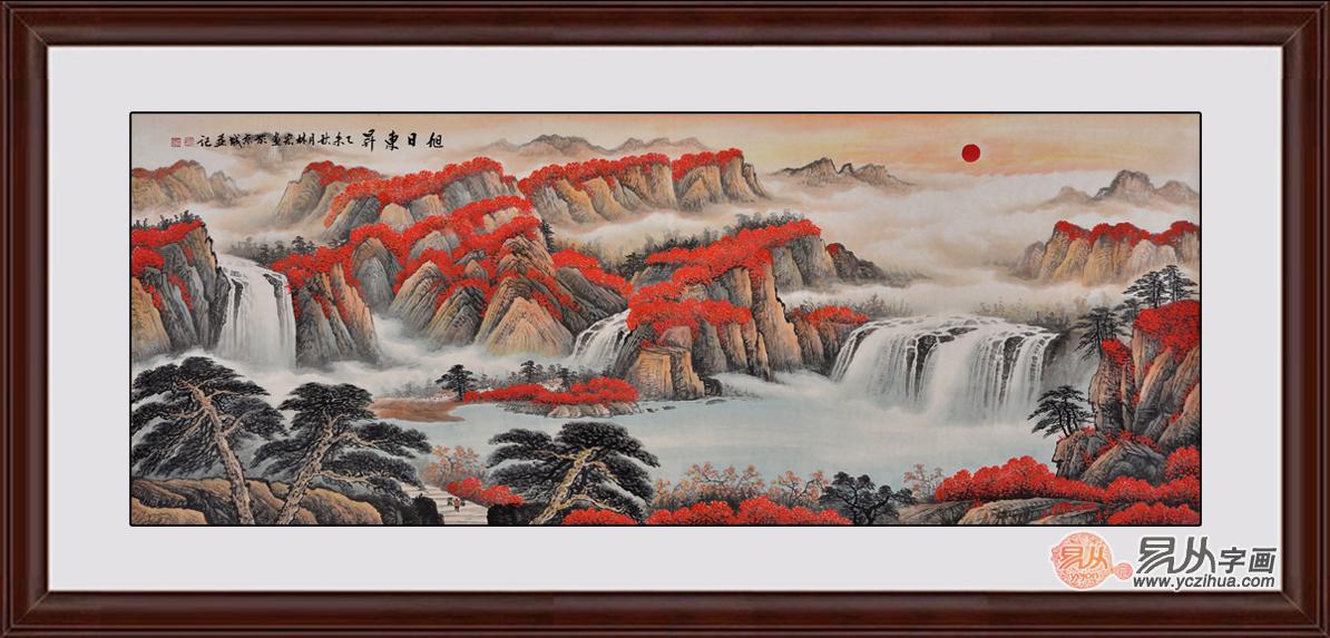 中式风格客厅装饰画挂什么 黛眉莹绿山水画